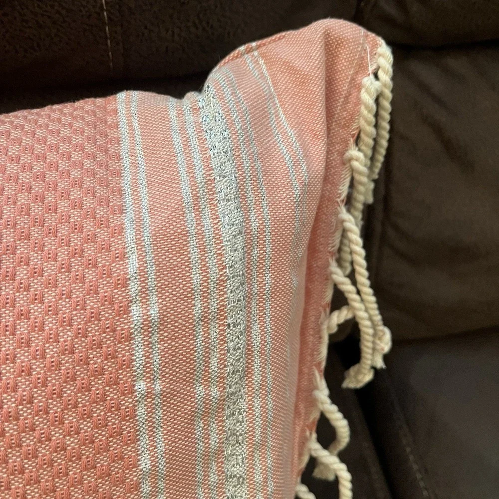 Devi Designs‎ Throw Pillow Feather Filled Cotton Cover Nautical Coral Beachy